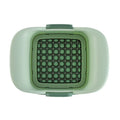 Green manual vegetable chopper with stainless steel blades and TPR handle for slicing onions potatoes cucumbers