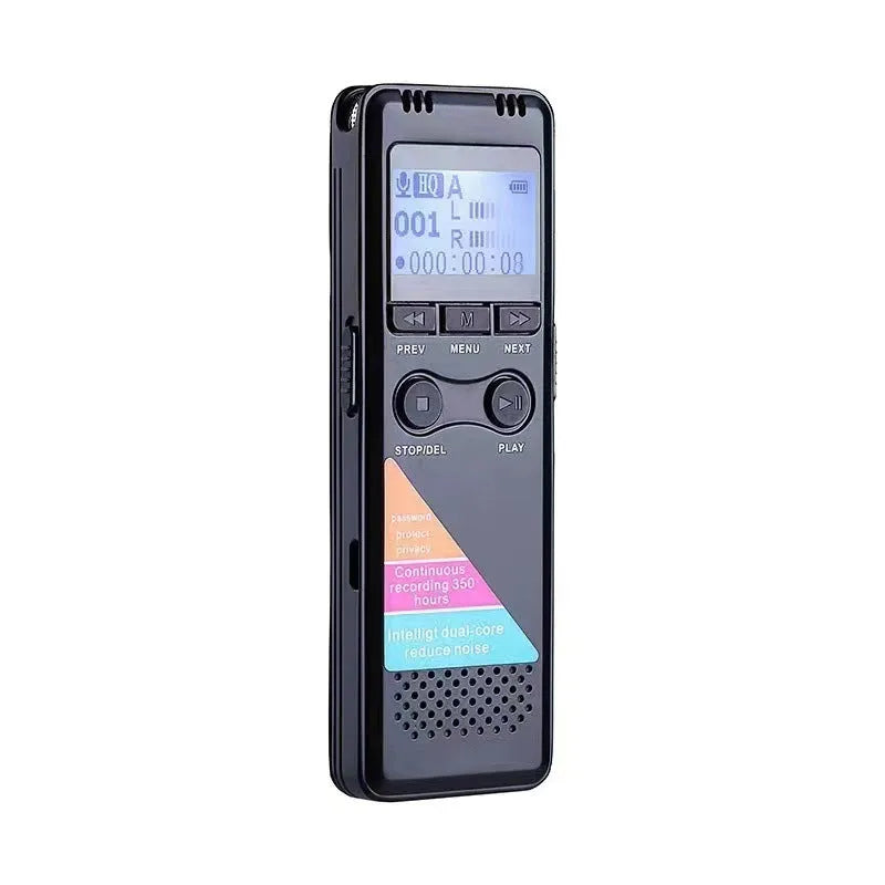 Black HD noise reduction digital recording pen with zinc alloy shell and 32GB capacity on a dark background