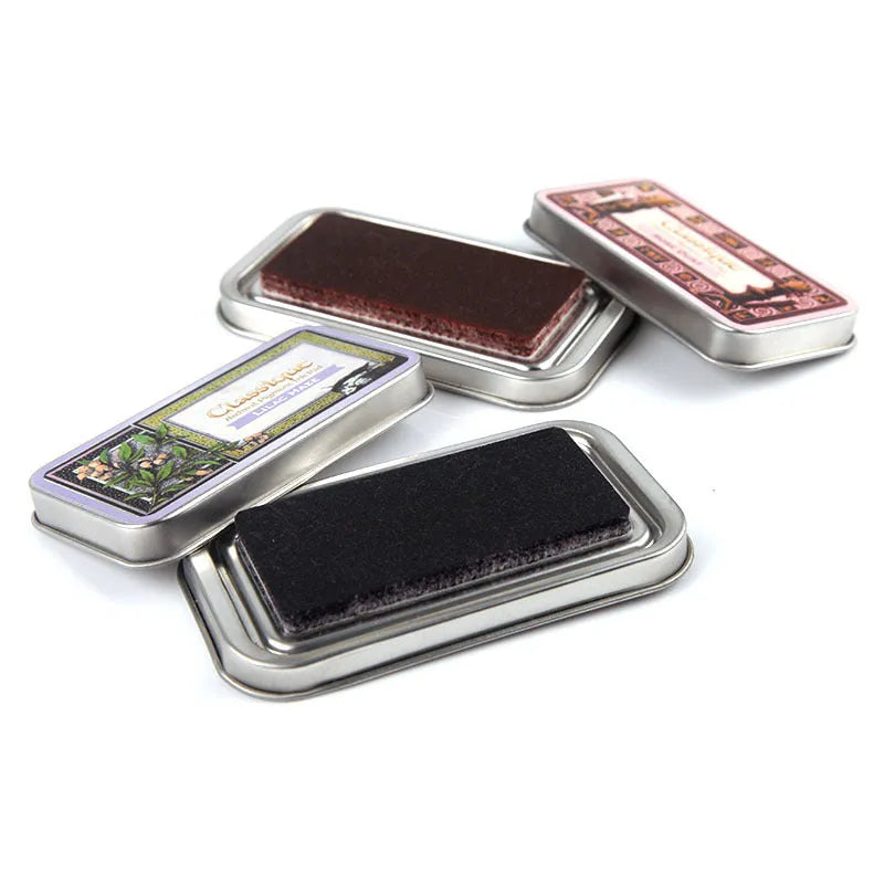 Rectangular notebook stamp pad with oily ink in five colour options