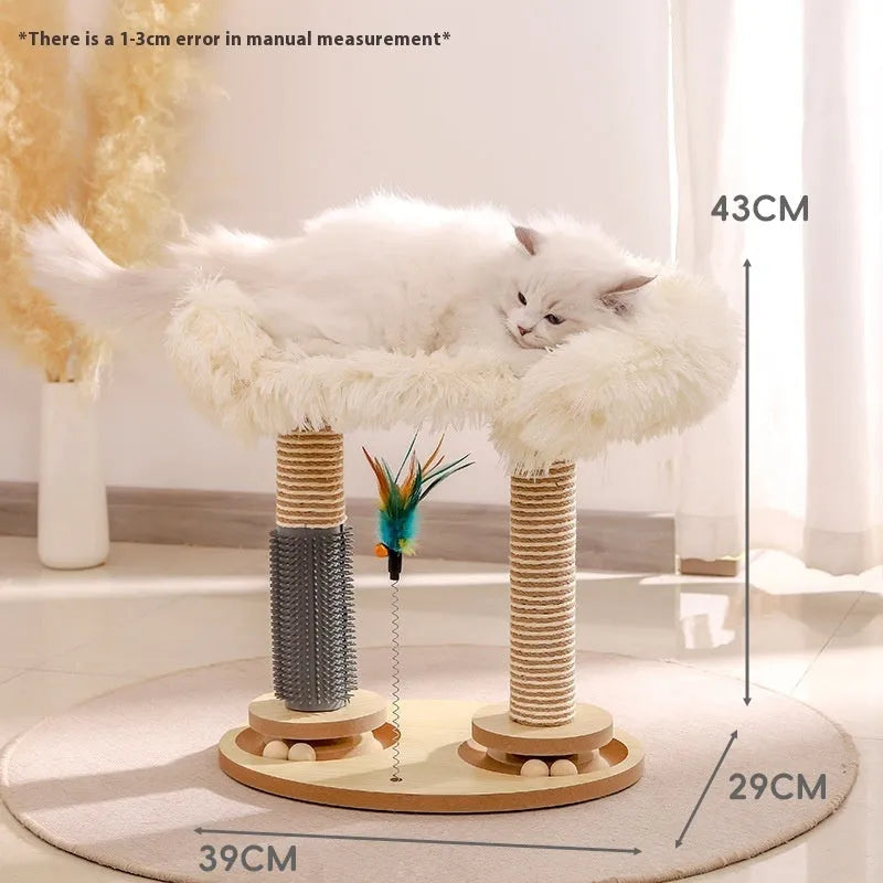 Solid wood cat scratch turntable toy in animal shapes including helicopter and panda designs