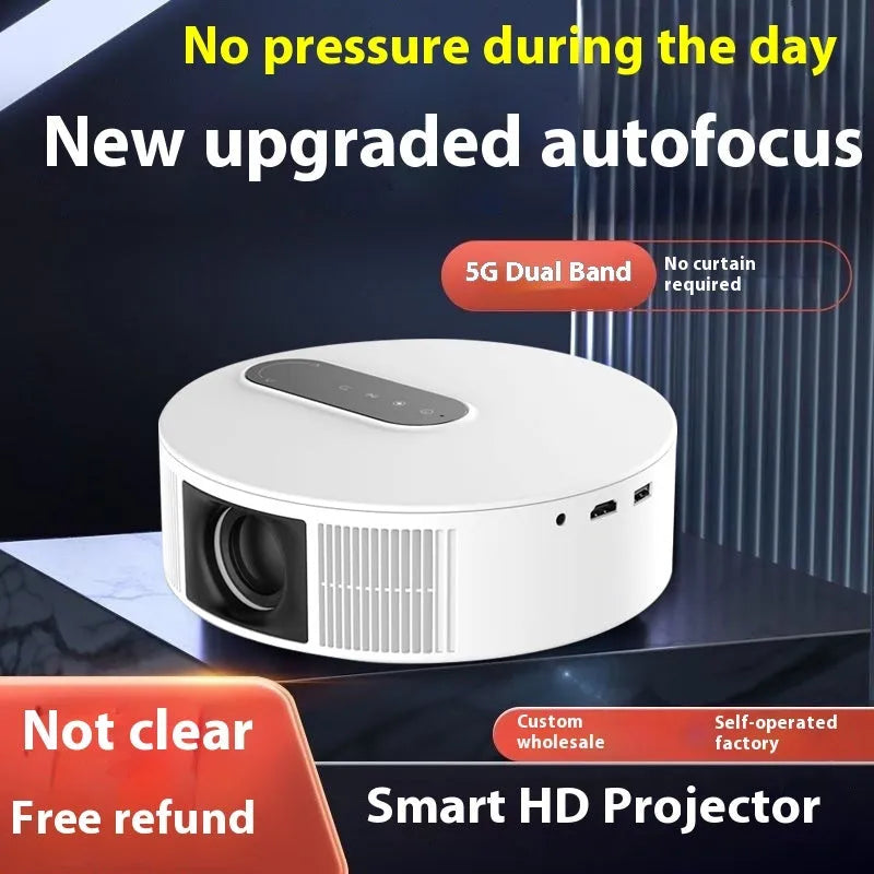 White HD projector with remote control for home theatre and bedroom cinema projection
