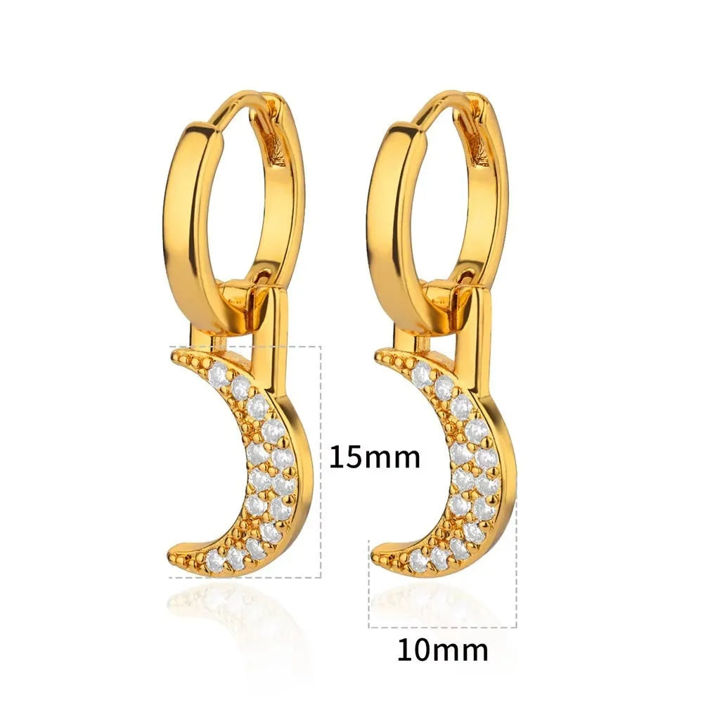 Geometric butterfly and heart-shaped women's earrings in copper with diamond treatment, multiple colours.
