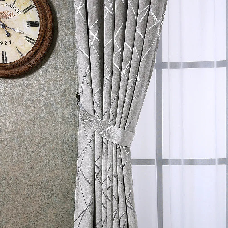 Modern minimalist chenille blackout curtain panel in beige, coffee, or grey colours