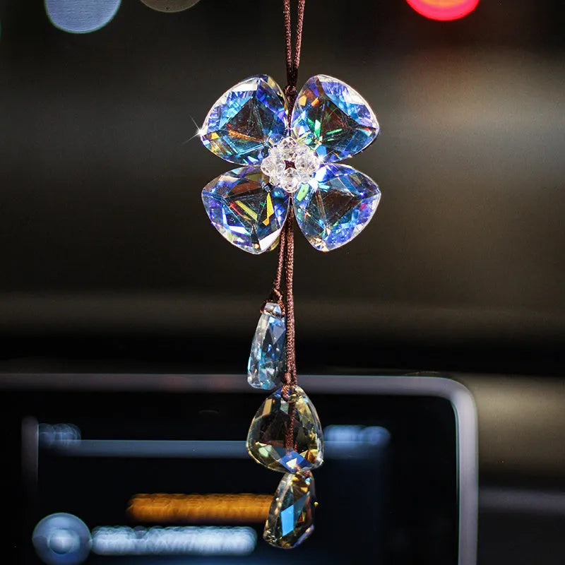 Crystal four leaf grass car pendant hanging chain decoration 20cm size