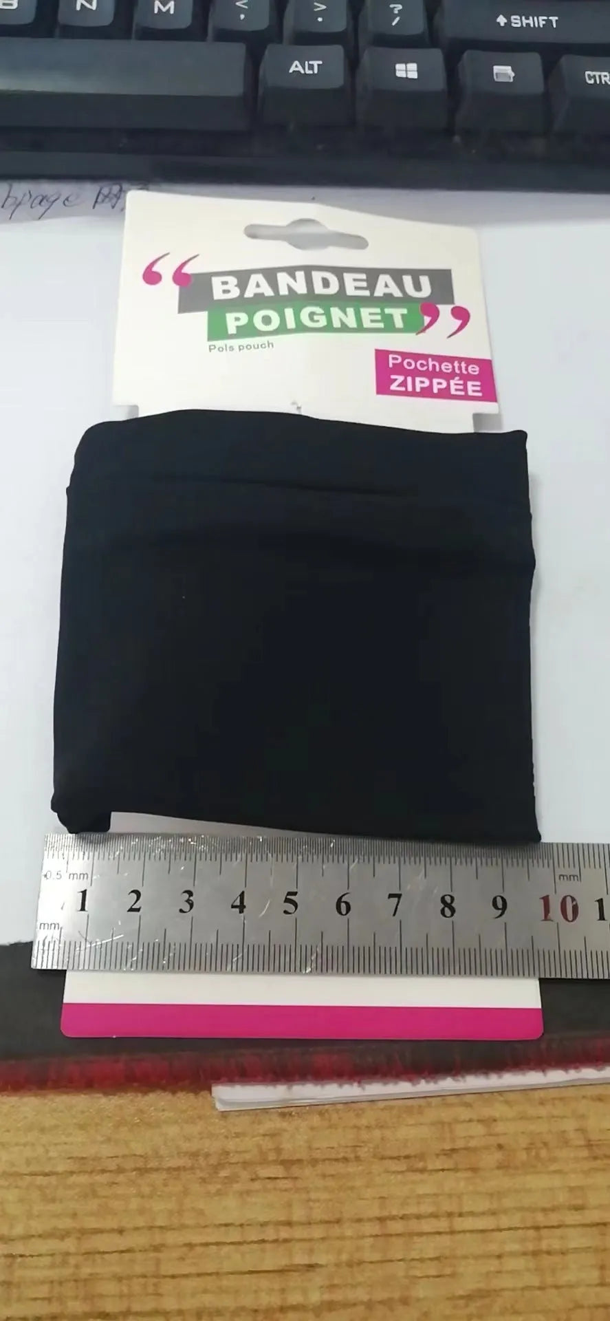 Wrist bag armband sleeve for camping and fitness, dimensions 10cm by 10.5cm.