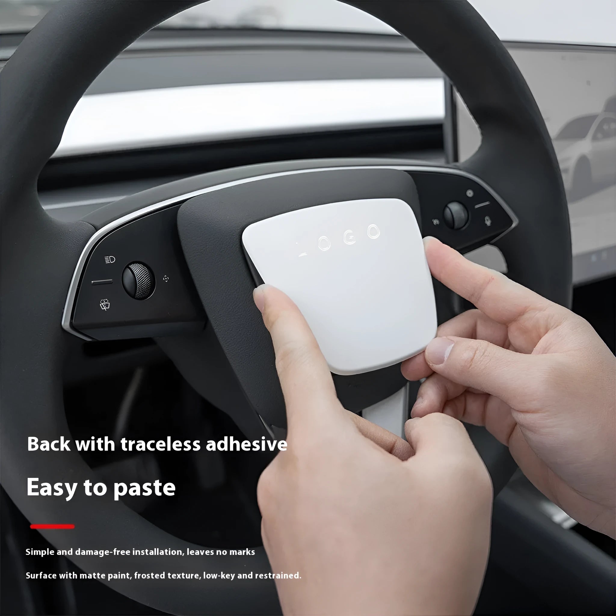 White plastic steering wheel decorative patch for car interior renewal