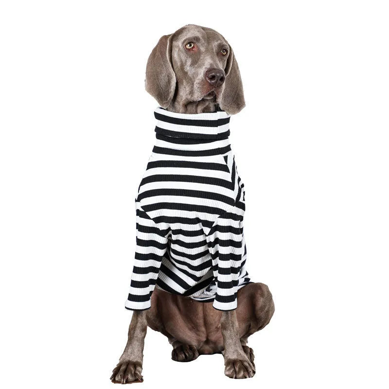 Black and white thin polyester inner layer clothing for large dogs showing size options up to XXXL