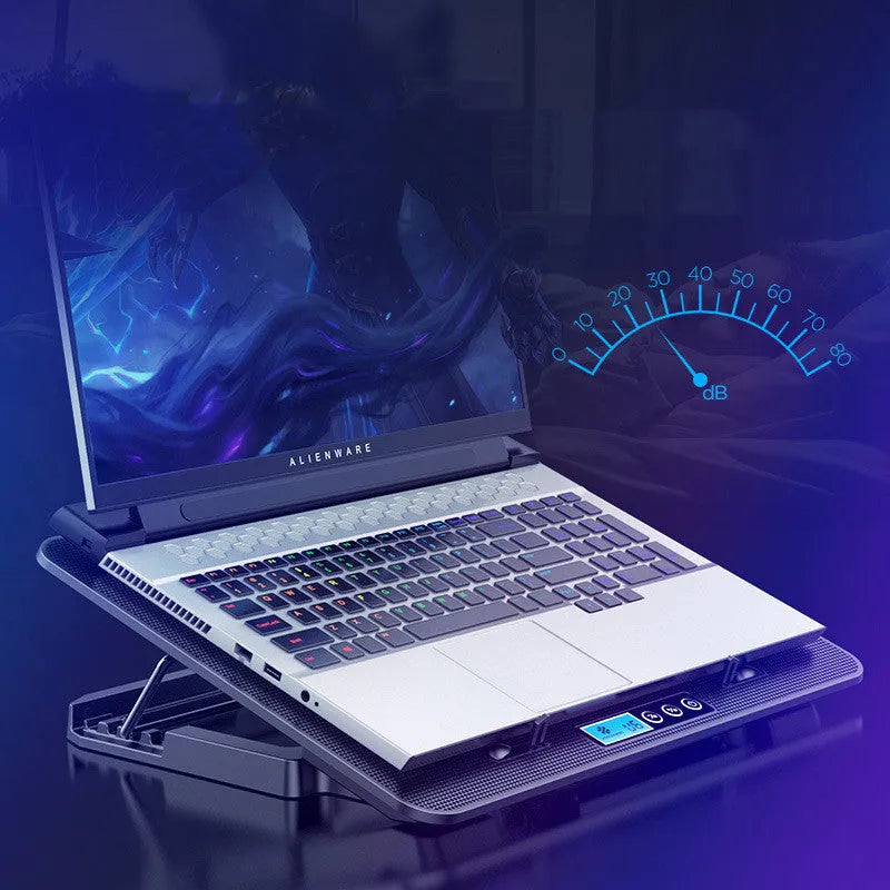 A9 laptop cooler with six fans, alloy body, 360x255x27mm, black regular version