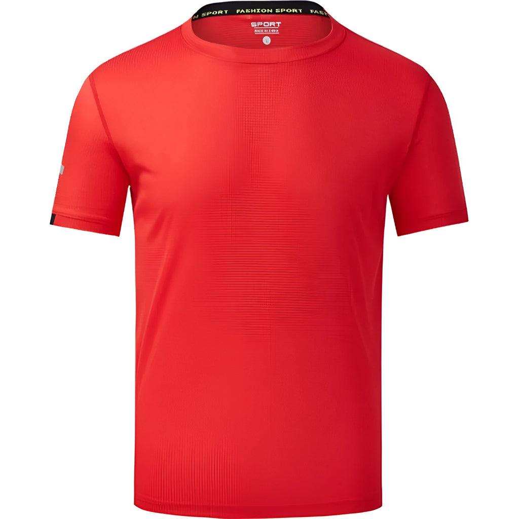 4S Shop men's solid colour quick-drying ice silk short-sleeve shirt laid flat.
