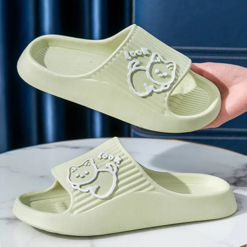 Cat design EVA platform slippers in multiple colours with non-slip sole for indoor outdoor wear