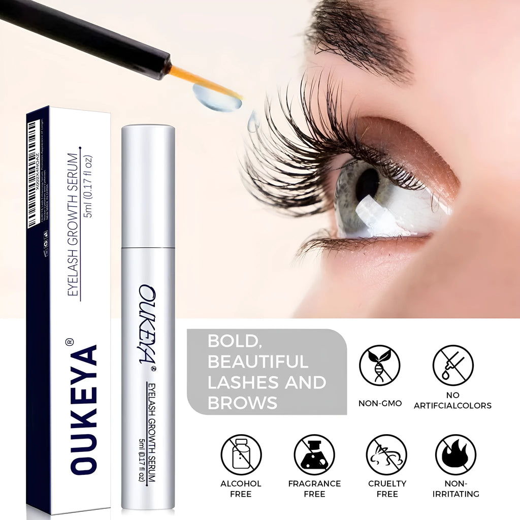 Silver-coloured eyelash growth essence bottle containing 5ML of nutrient solution
