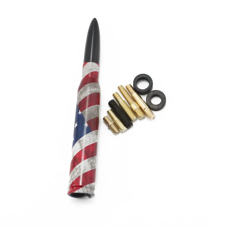 14cm camouflage pattern and American flag bullet car antenna for universal vehicle fit