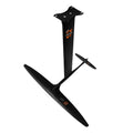 Black carbon fibre and aluminium alloy racing surf hydrofoil with a large 1051mm front wing.