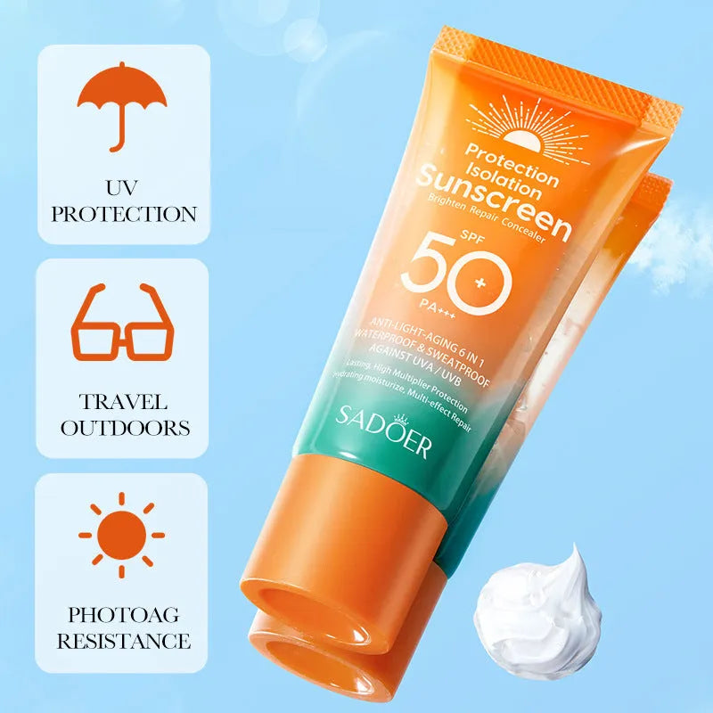 50g tube of double tube multi-effect repair isolation sunscreen with SPF 50+ PA++++ protection