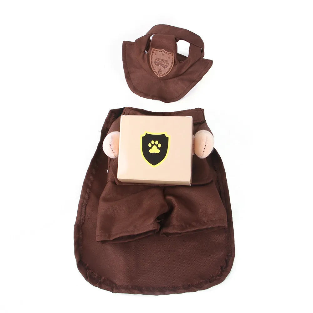 Coffee-coloured polyester pet standing clothing for dogs and cats in casual outing style