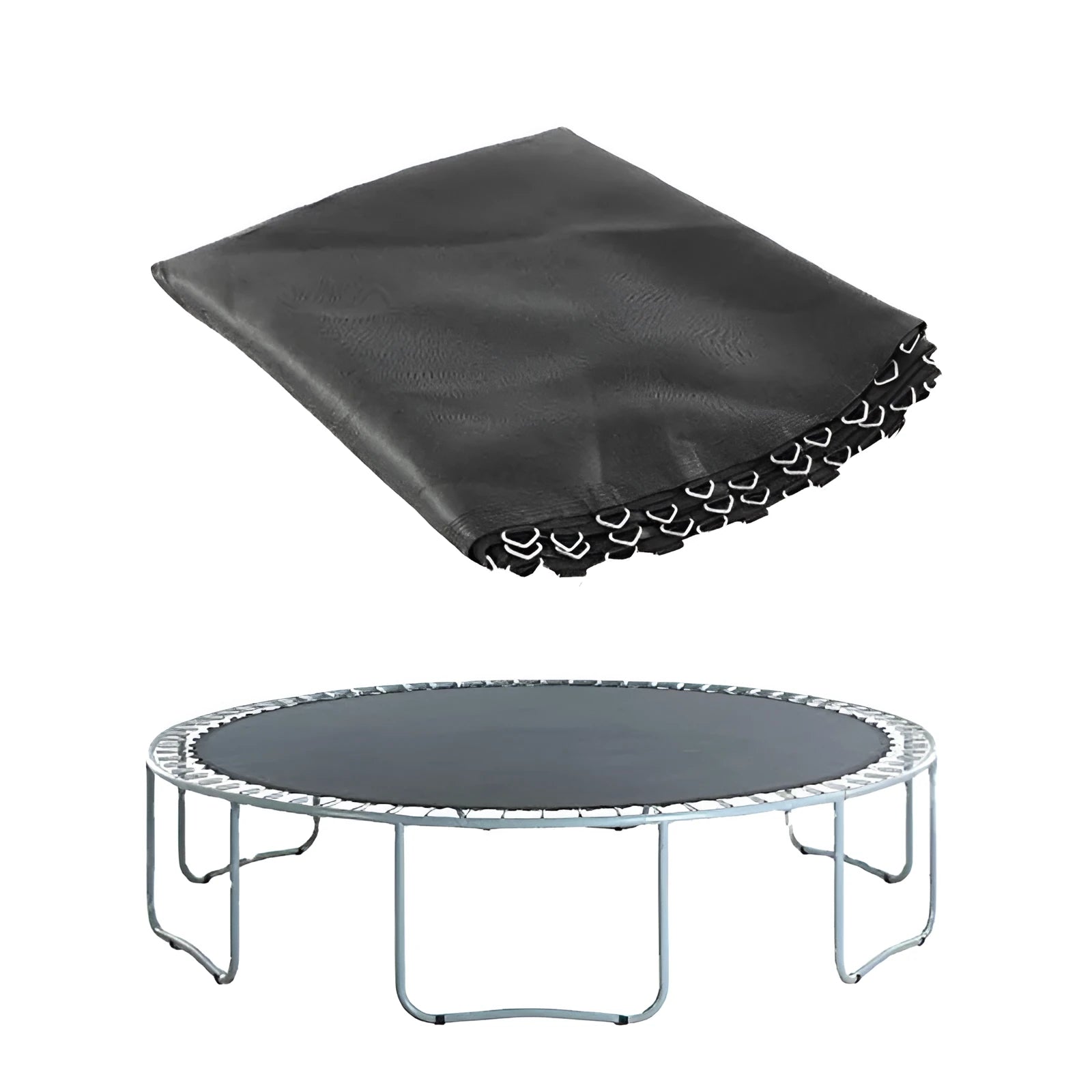 Round polypropylene trampoline elastic bungee fabric for replacement, shown in multiple size options.