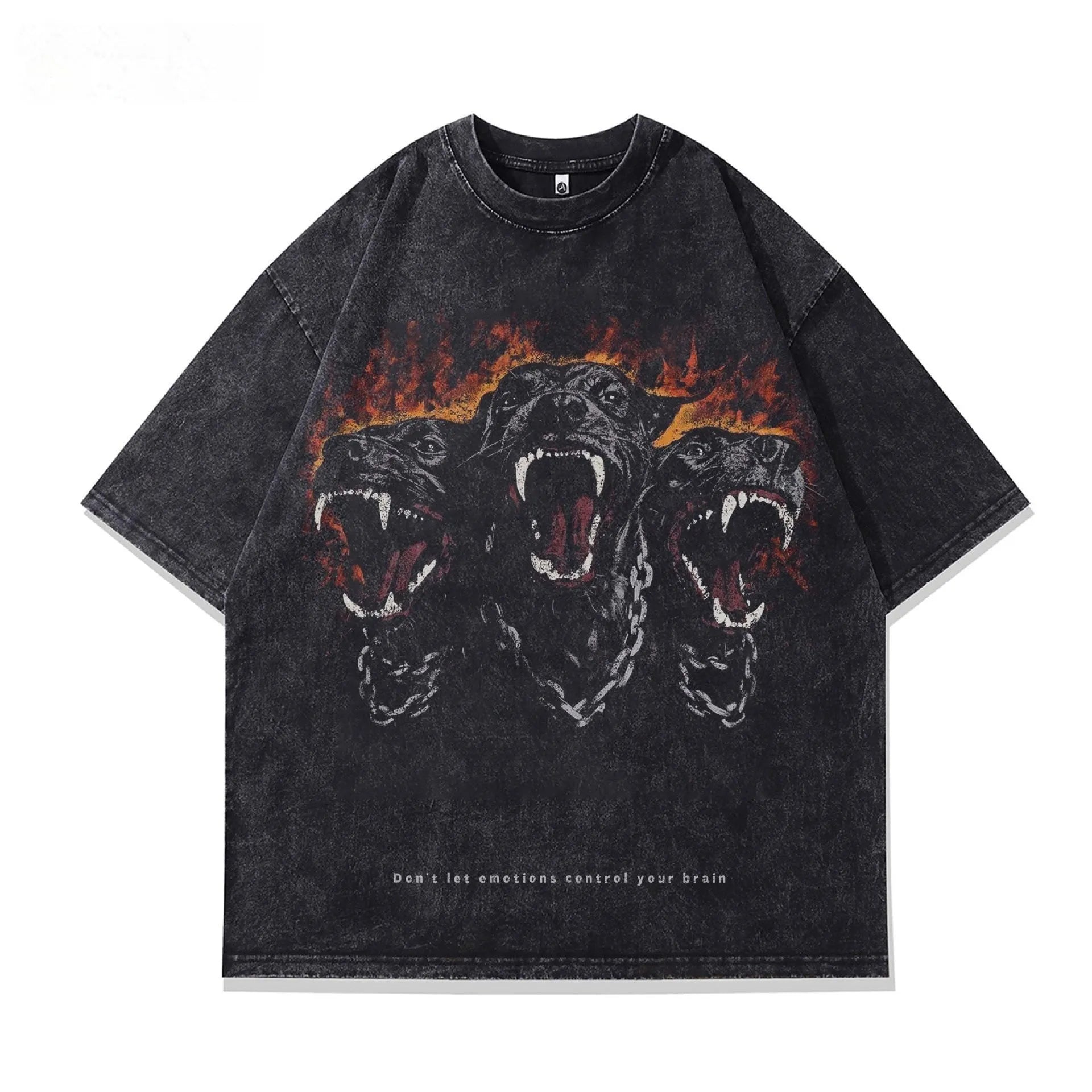 Men's short sleeve cotton t-shirt with character print pattern in loose-fitting style