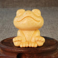 Smiling frog solid bamboo carving ornament with cartoon design, 5cm height