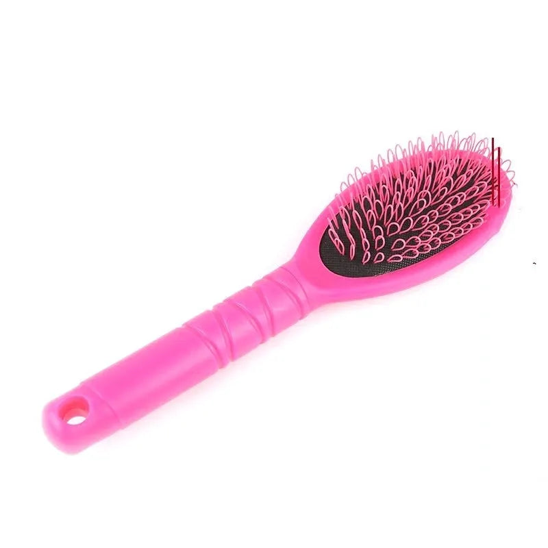 Black and pink ring tooth airbag comb for hair extensions, 22cm long.