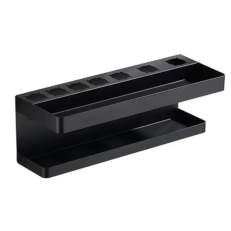 Punch-free Marcel waver bathroom storage rack in aluminium with double-layer design