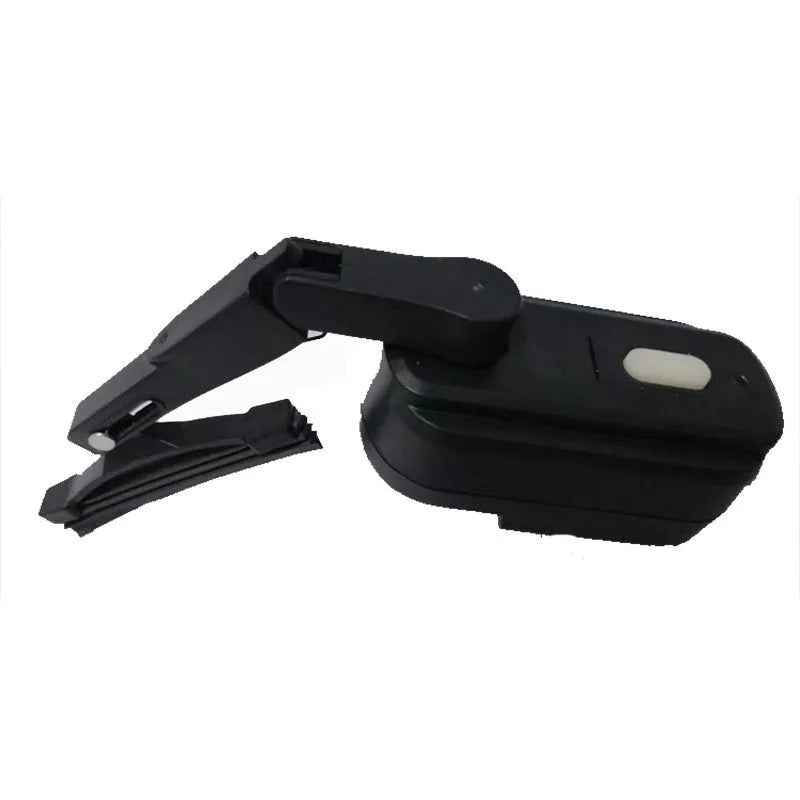 Black plastic motorcycle helmet wiper with 65mm blade and 800 mA motor, model TZ-HW065.
