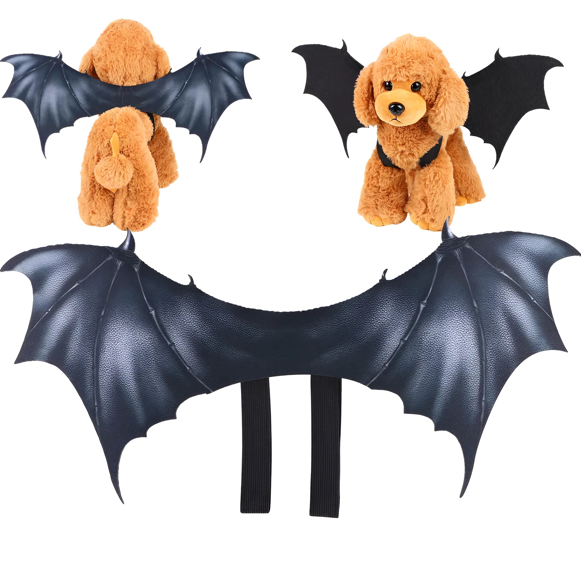 Black cloth bat wings Halloween costume for pets with three size options