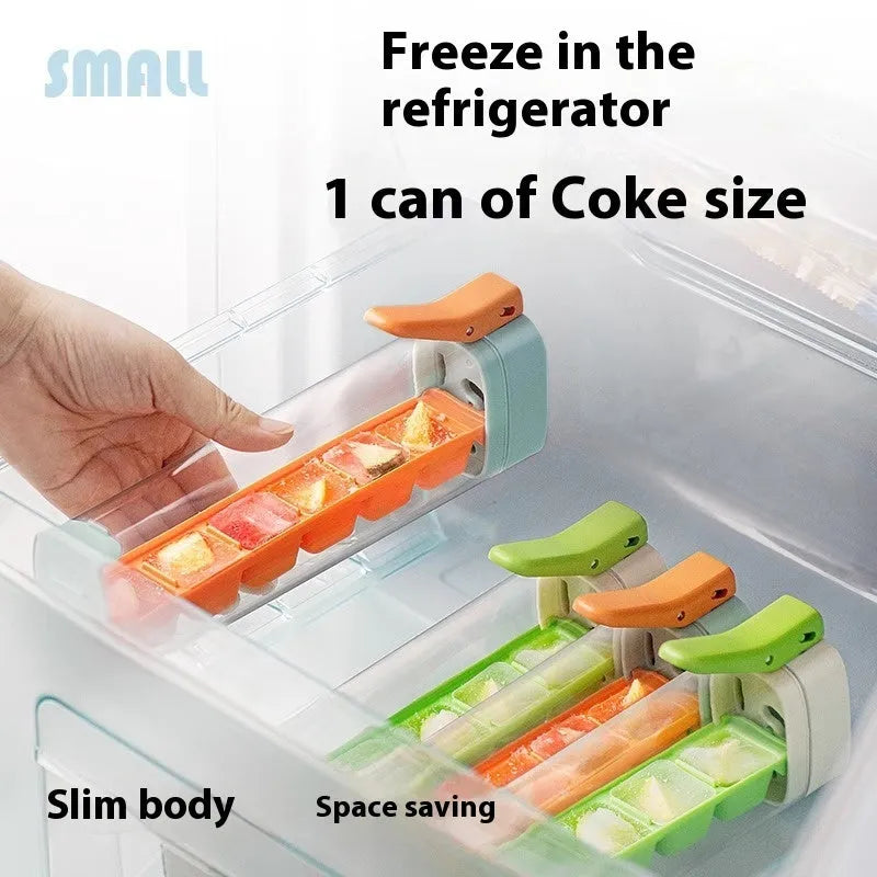 Food grade plastic ice tray with one-press release system and storage box in Maldives blue colour