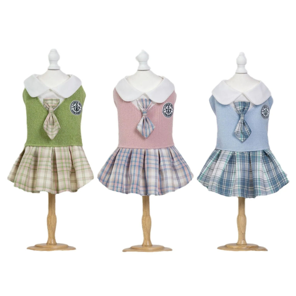 Tartan skirt for dogs and cats in pink, blue, or green colours