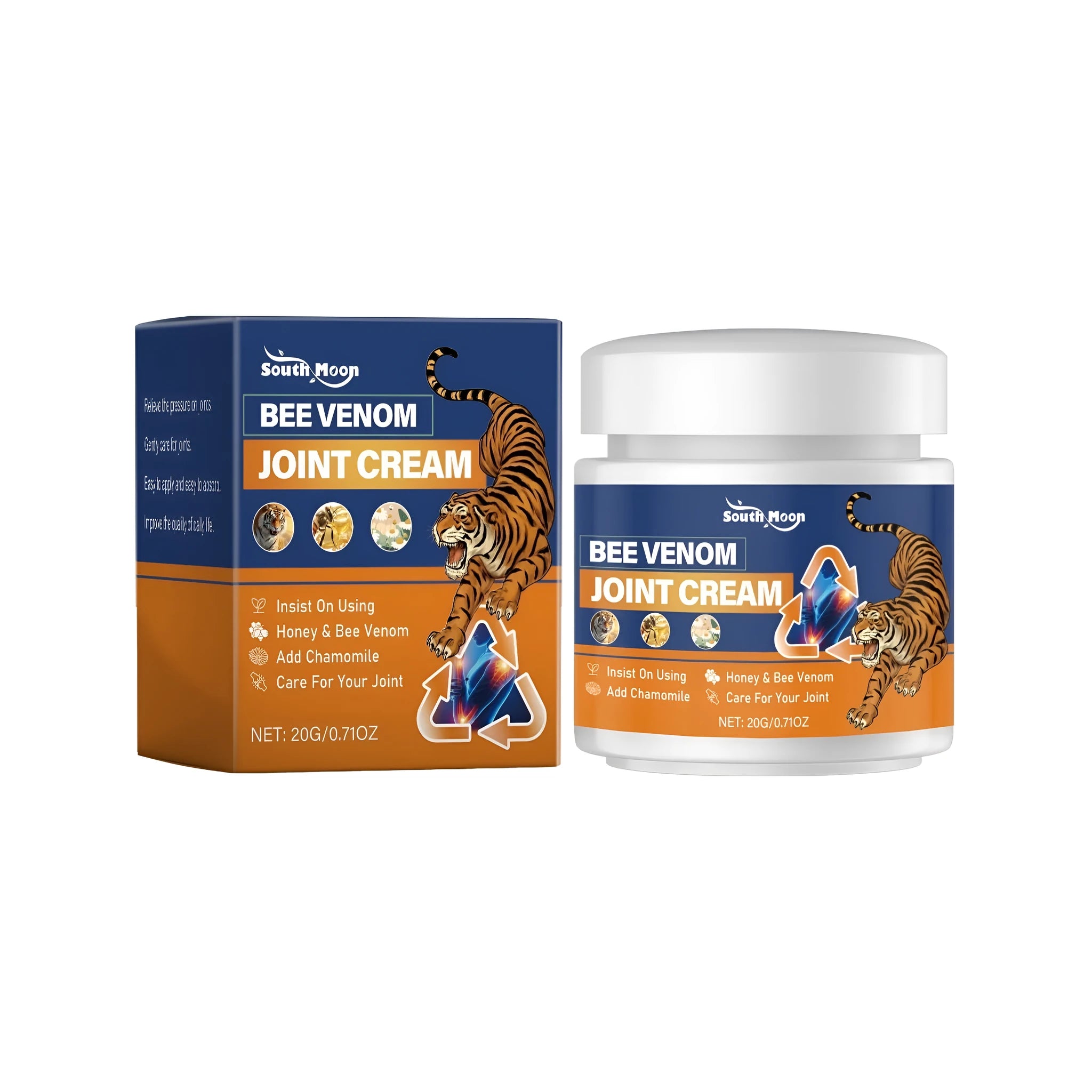 20g tube of joint repair care cream with bee venom, honey and chamomile.