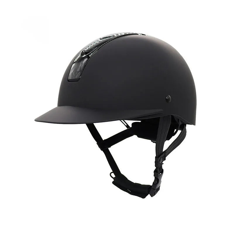 Super light summer equestrian riding helmet in ABS EPS material showing colour options including bright black and silver pink