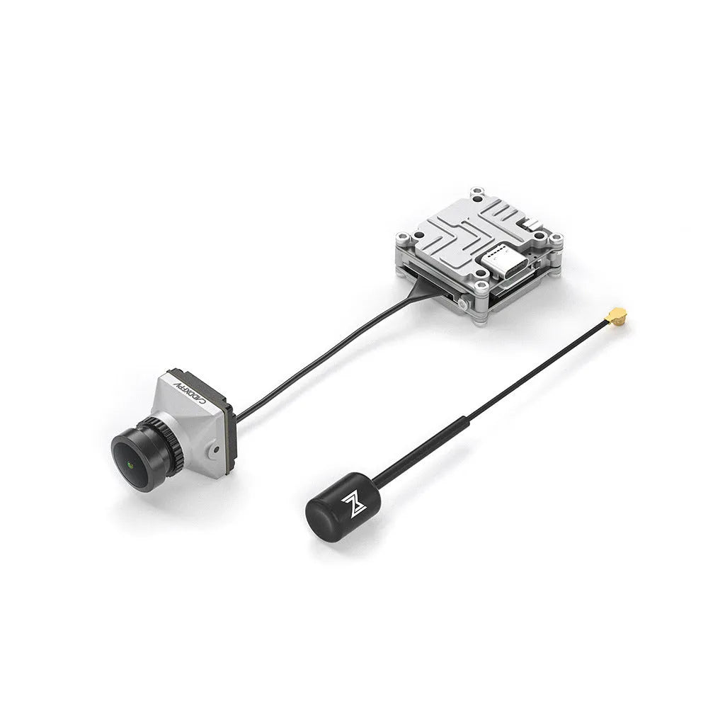 Caddx ADAPTS DJI FPV digital image transmission machine in silver with remote handle and mounting kit