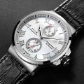 Automatic mechanical watch for men with black silicone band, luminous dial, and stainless steel watch bottom