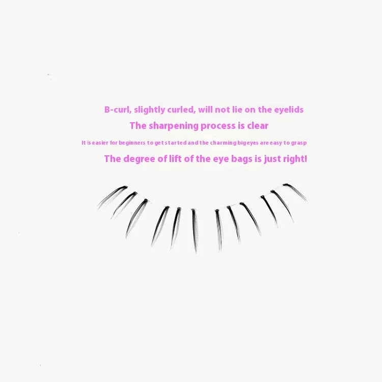 Kitten's paw lower eyelash set with 12-row segmented construction and 4-5-6mm length variation