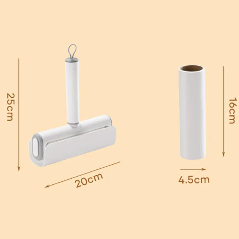 Lint remover roller with tearable paper stick for pet hair removal from floors