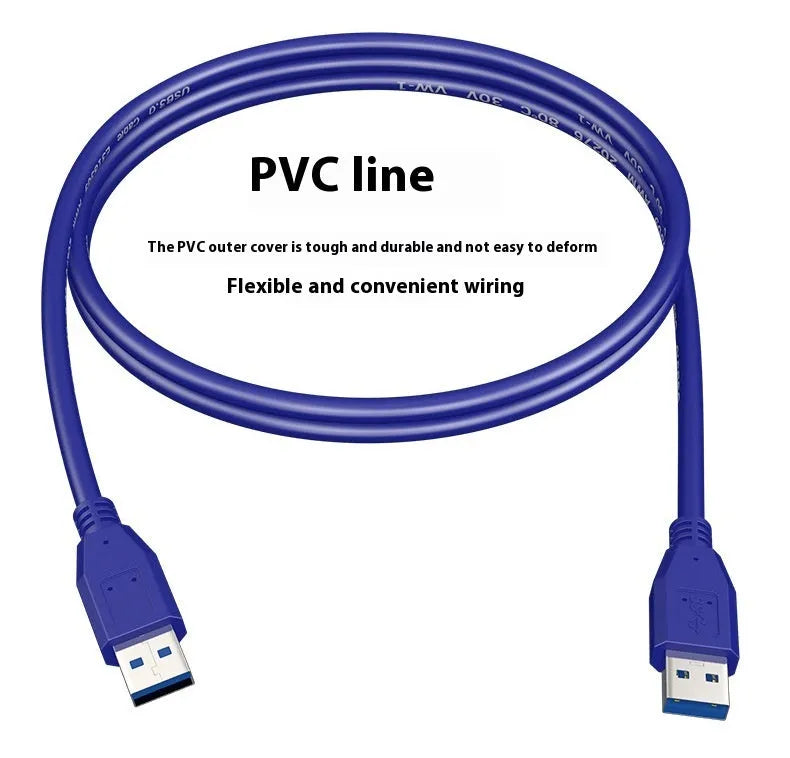 USB 3.0 A male to A male data cable with nickel connectors showing multiple length options