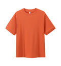 Men's loose-fit short-sleeved cotton pique t-shirt on a hanger, shown in a solid colour.