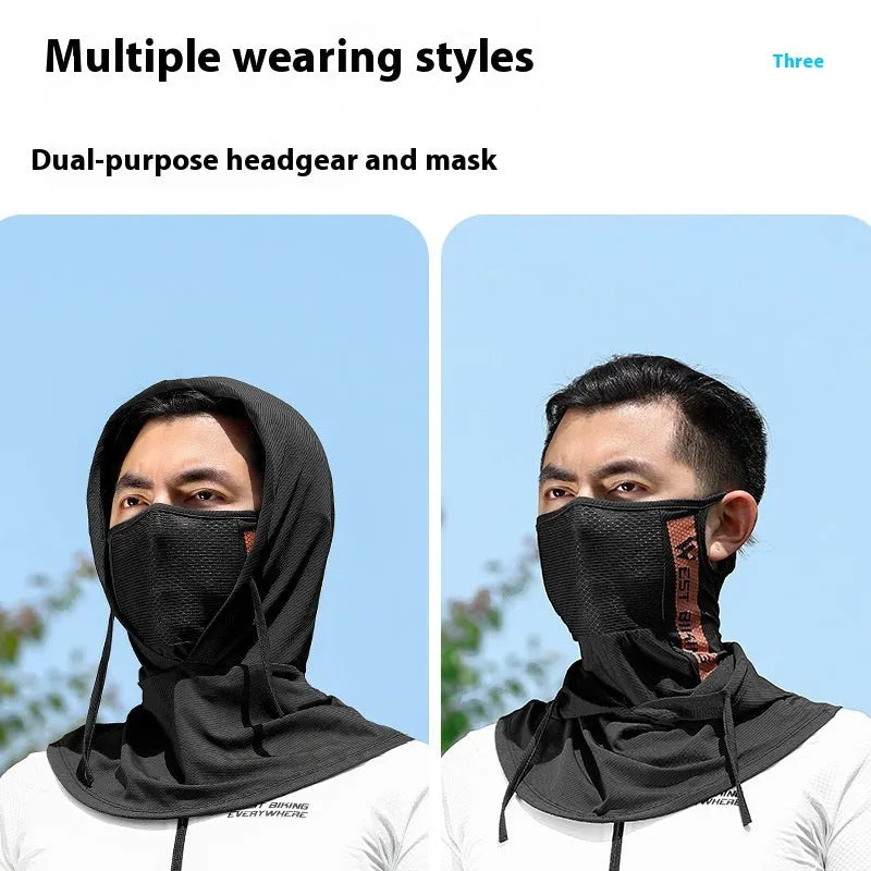 Black Ice Silk bicycle hood cycling mask with sun protection, free size, unisex