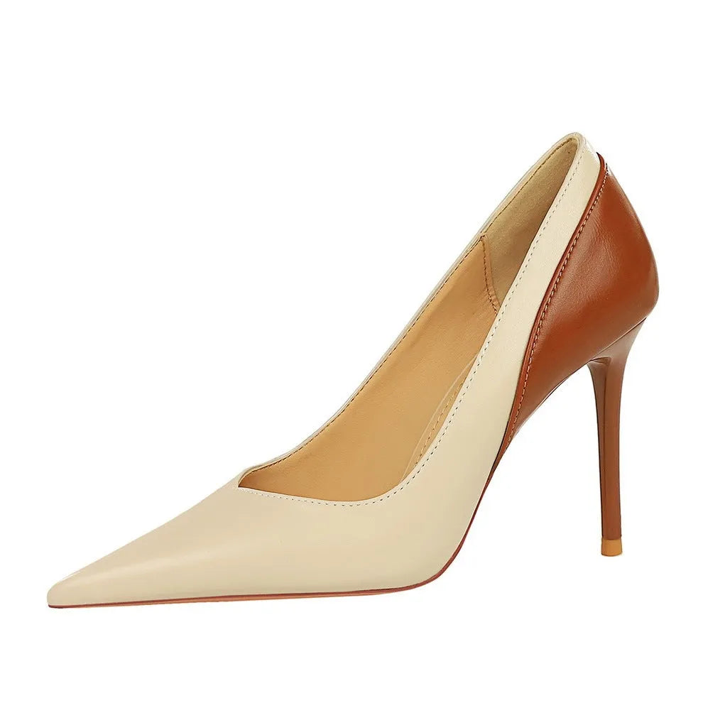 Retro style women's stiletto heels with pointed toe and super high heel