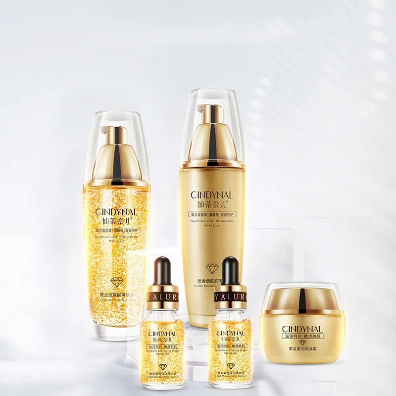 24k Gold Pet Skin Care Kit facial set with 100ml, 50g, and two 15ml bottles