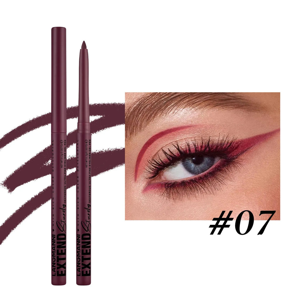 Set of 12 colourful gel glitter eyeliner pencils with metallic, pearl, and matte finishes