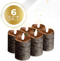 Black LED pillar candle with flickering light, dimensions 5 cm diameter by 7 cm height.