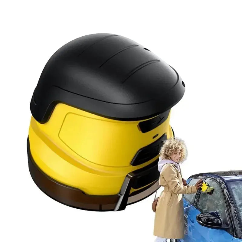 Yellow cordless electric ice scraper for car windows with USB charging cable