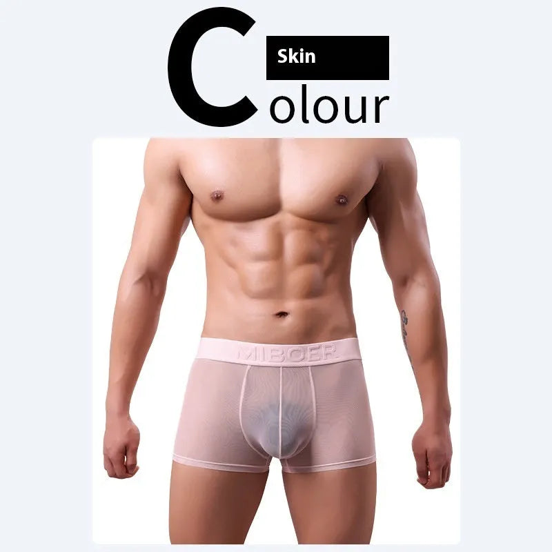 Men's thin breathable boxers in black white blue green pink skin colours