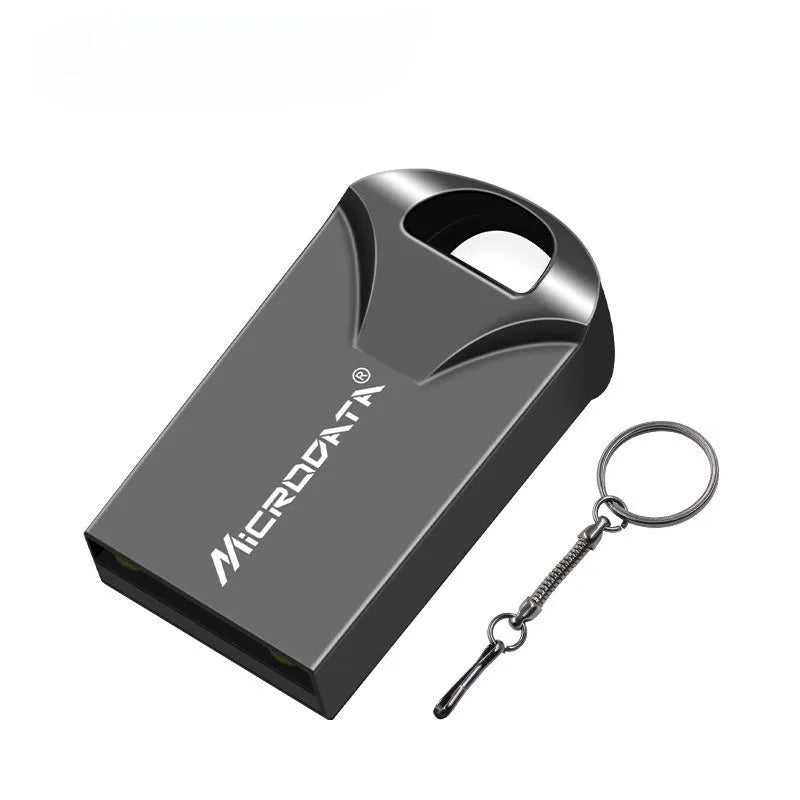 Car-shaped metal USB flash drive on a necklace chain, shown in black colour