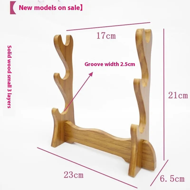 Simple handmade wooden bracket with multiple shelves in a Chinese style, shown in a 4-layer configuration.