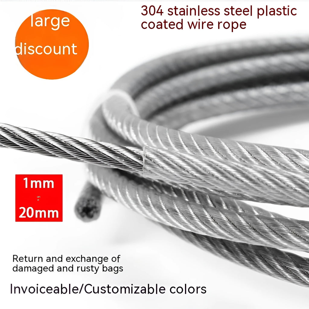 304 stainless steel coated anti-theft security cable on a 1 metre reel.