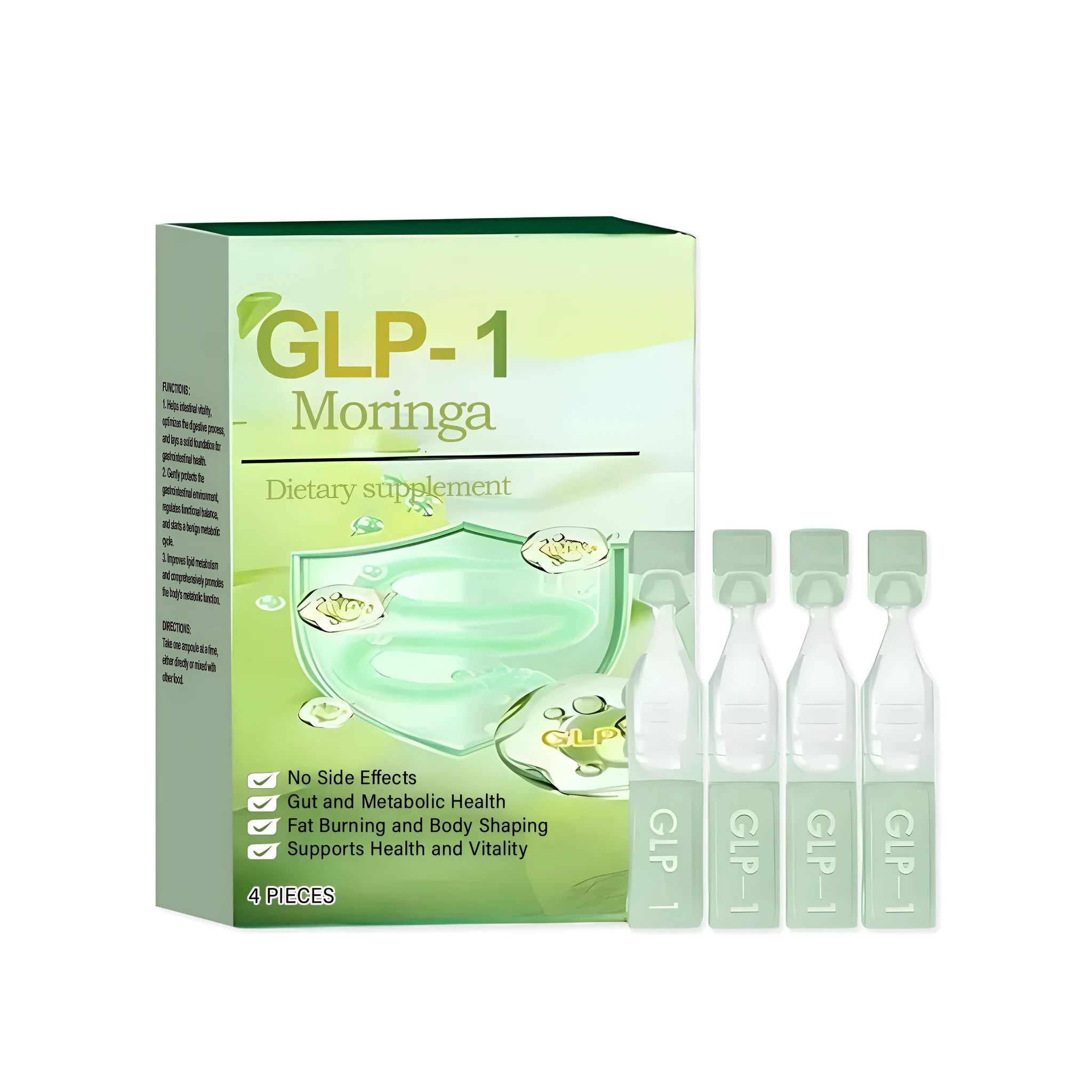 Gastrointestinal decompression care drops with gluconic acid lactone, vitamin B1, and mint leaf extract in 4-piece pack