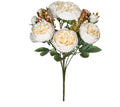 Silk artificial peony bouquet in champagne colour on a table for home or wedding decor.