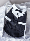 Four-legged dog wedding suit in Chinese style with polyester fabric in black colour
