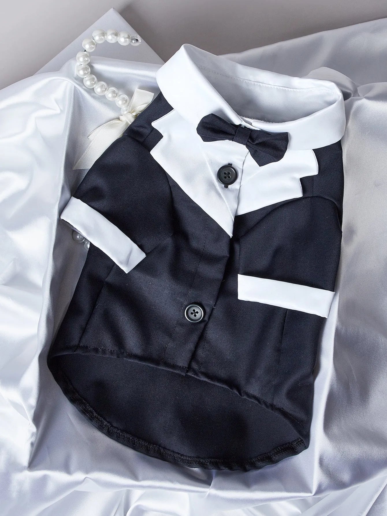 Four-legged dog wedding suit in Chinese style with polyester fabric in black colour